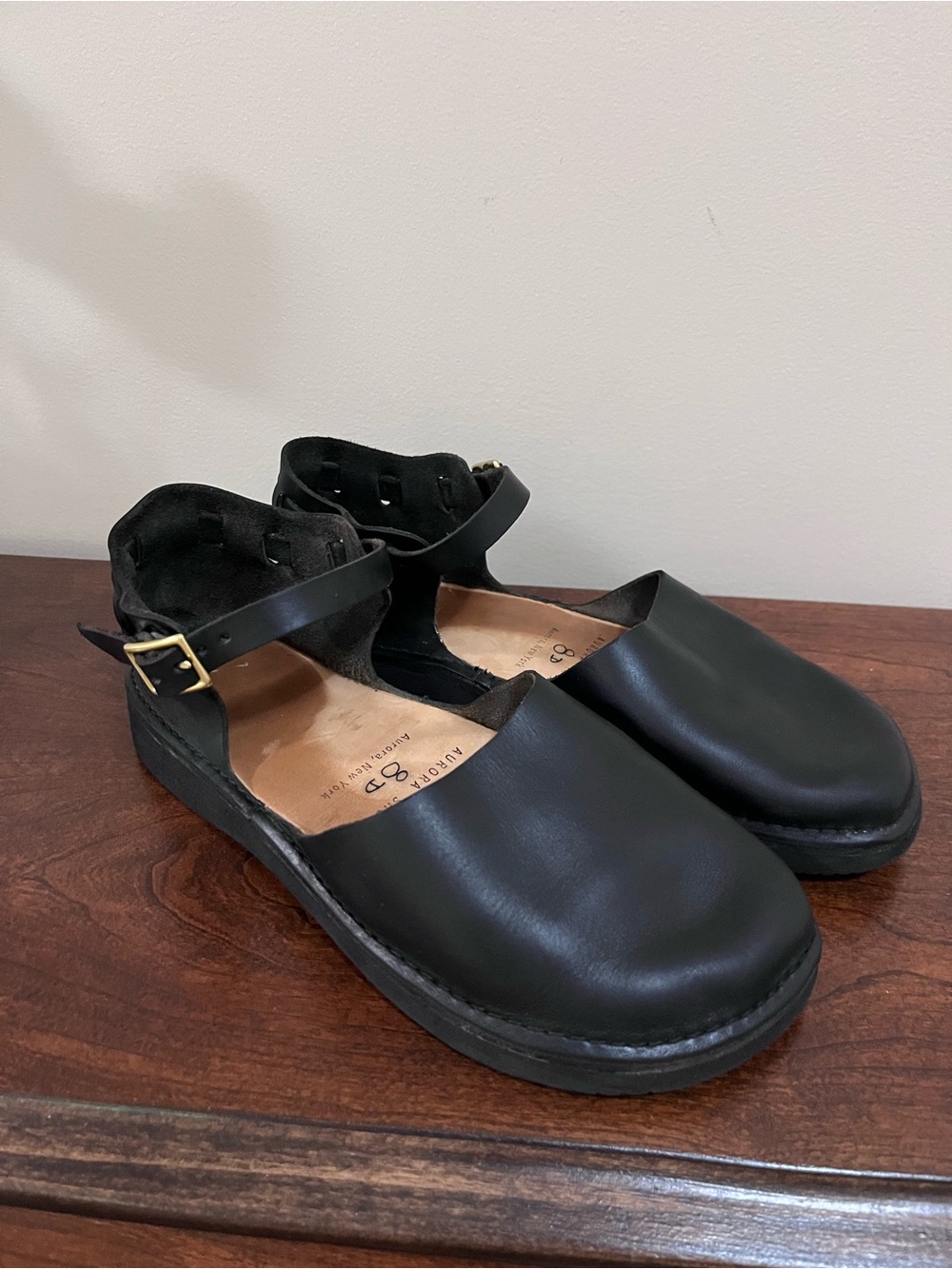 AURORA Black Mary Jane Leather Ankle Strap Shoes US 8D - Picture 9 of 17